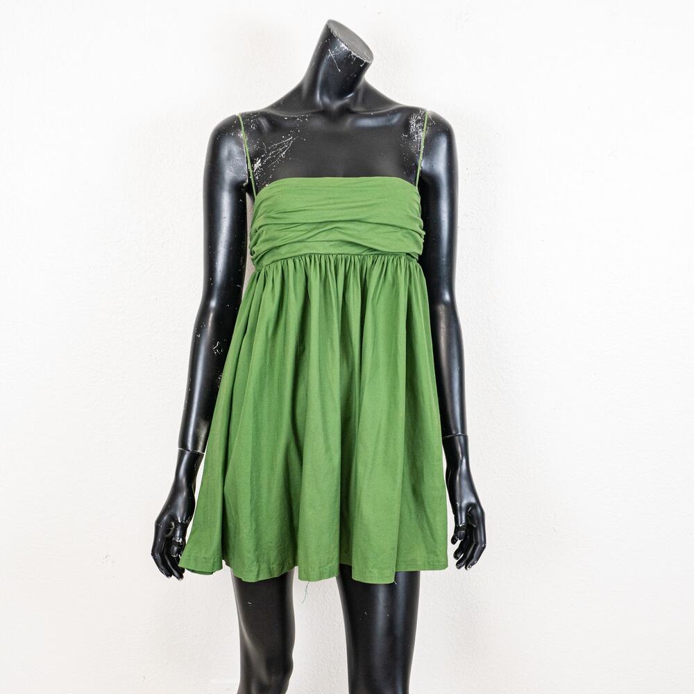 Reformation Caterina Babydoll Mini Dress in Green Organic cotton size 4 - Picture 2 of 10